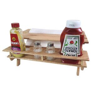 Wood Condiment Caddy Hand Made One Of A Kind W/ Paper Towel Holder